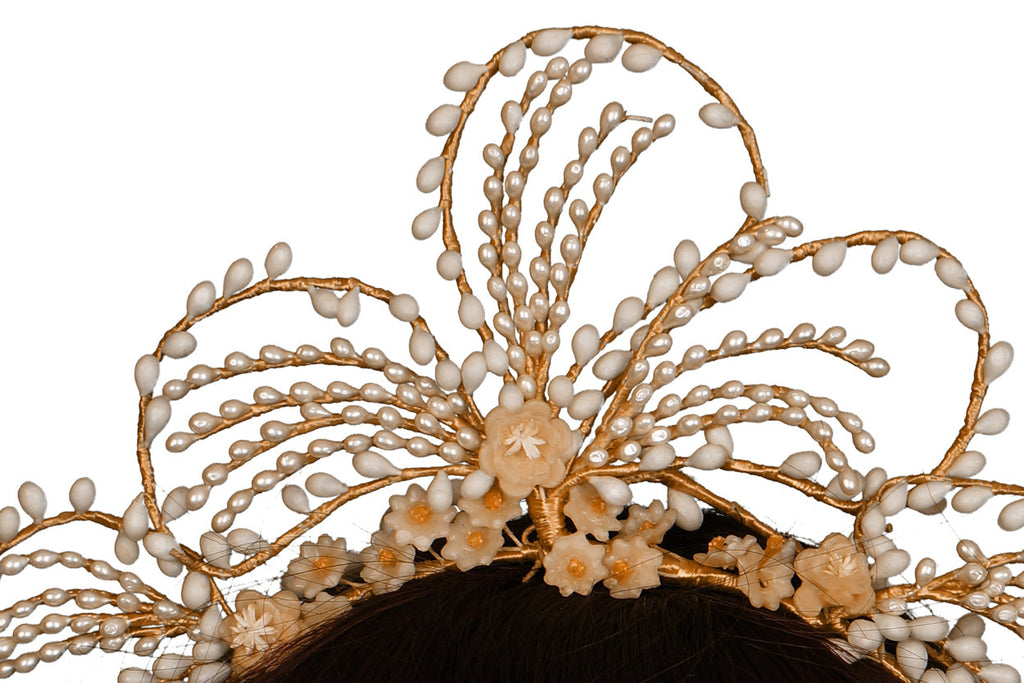 Vintage 1930s Wedding Wax Tiara Bridal Headpiece w Photo & Provenance - Poppy's Vintage Clothing