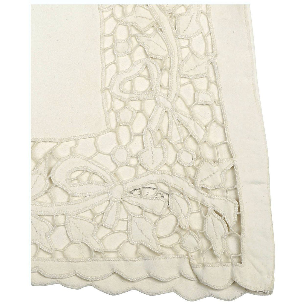 Vintage 1950s White Antelope Leather Cutwork Lace Gloves Size 6.5 Excellent - Poppy's Vintage Clothing