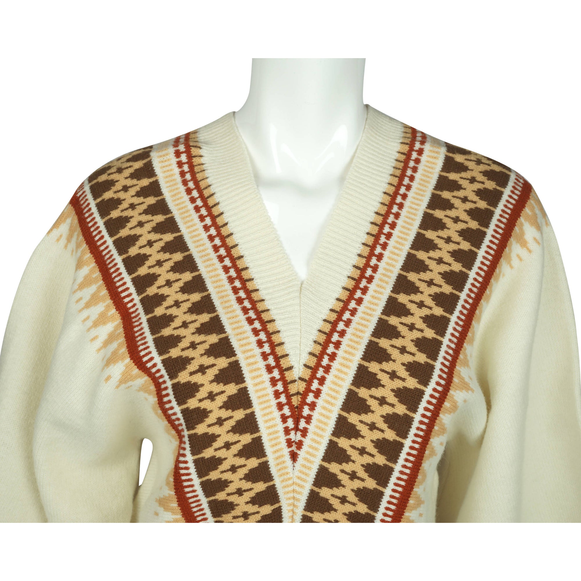 Vintage 70s Sweater Geometric Knit Ladies L