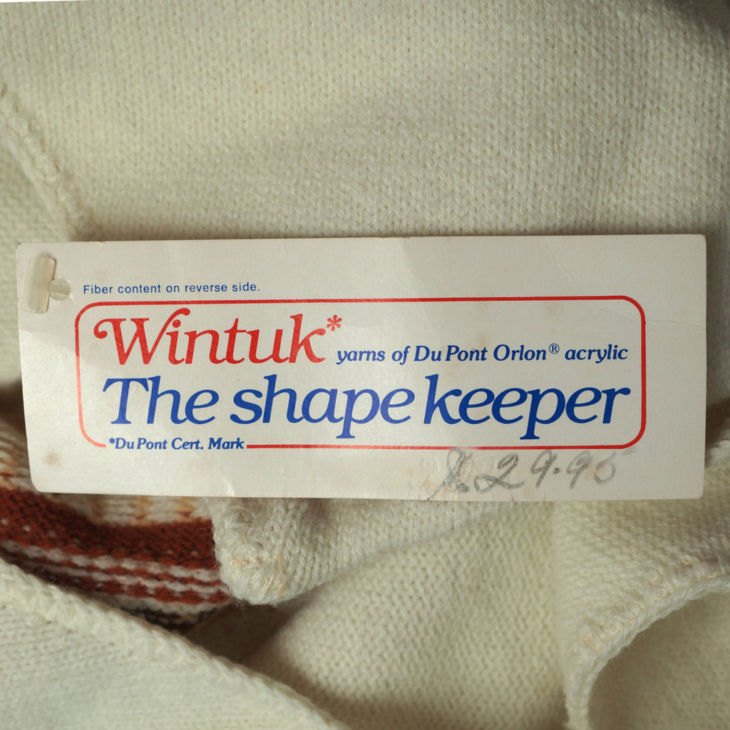 Vintage 70s Sweater Geometric Knit Ladies L