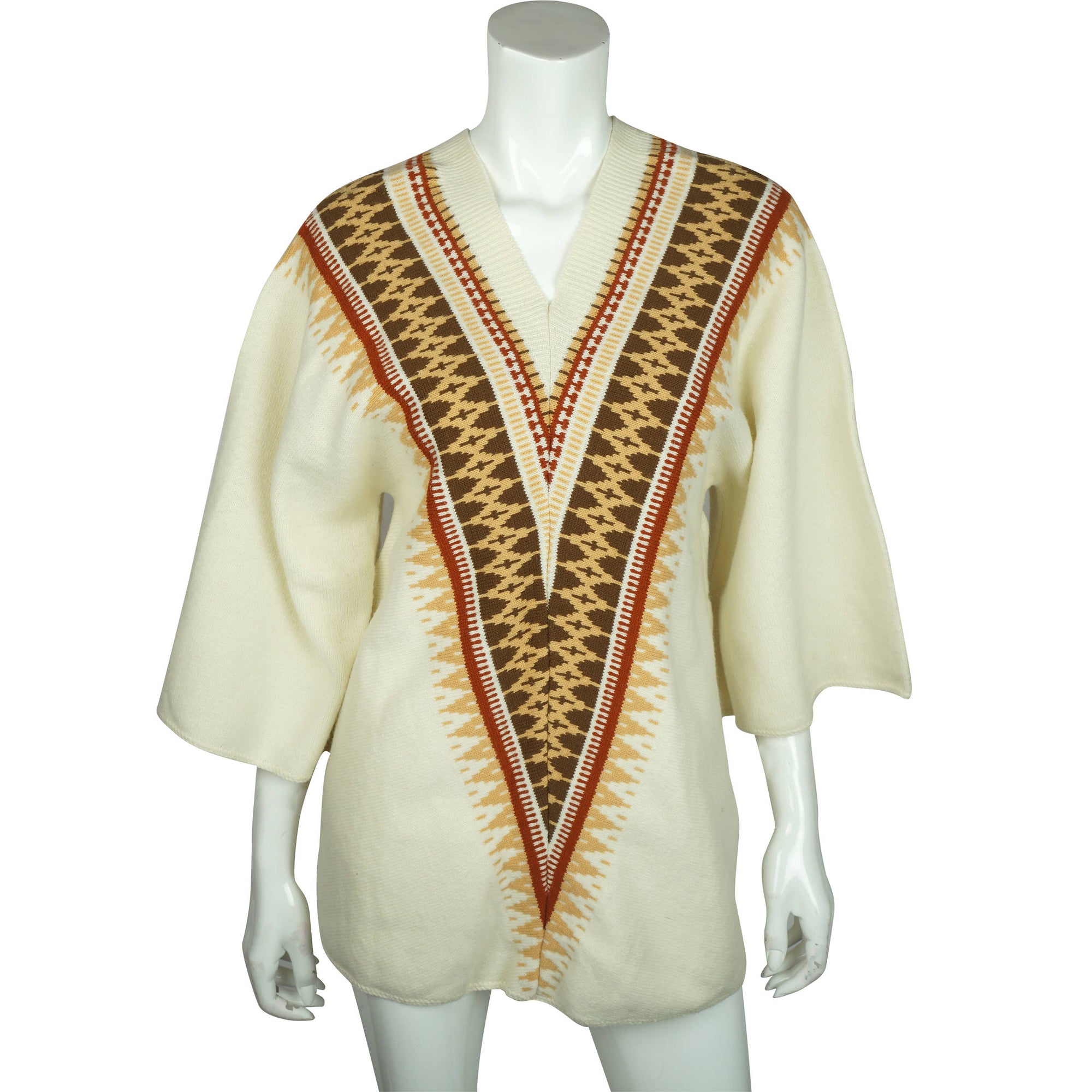 Vintage 70s Sweater Geometric Knit Ladies L