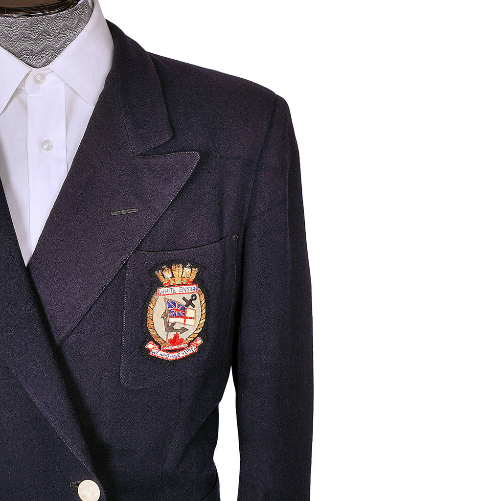 Vintage RCN 1940s White Ensign Club Crest Blue Blazer Canadian Naval Veteran - Poppy's Vintage Clothing