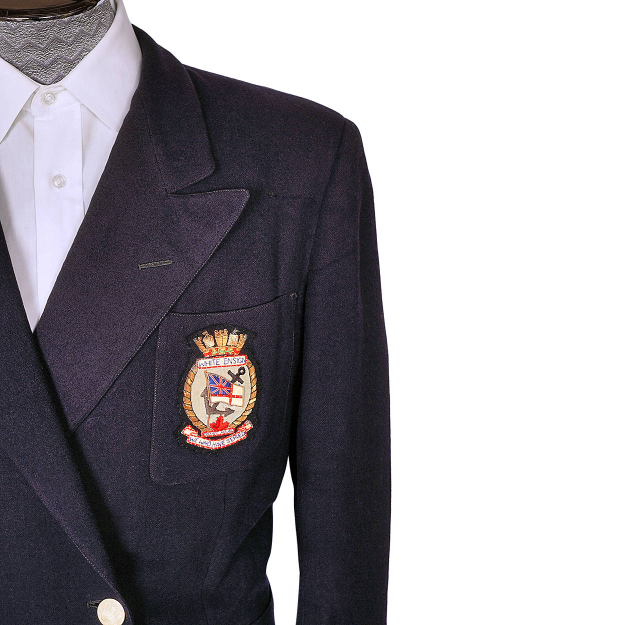 Vintage RCN 1940s White Ensign Club Crest Blue Blazer Canadian Naval Veteran - Poppy's Vintage Clothing