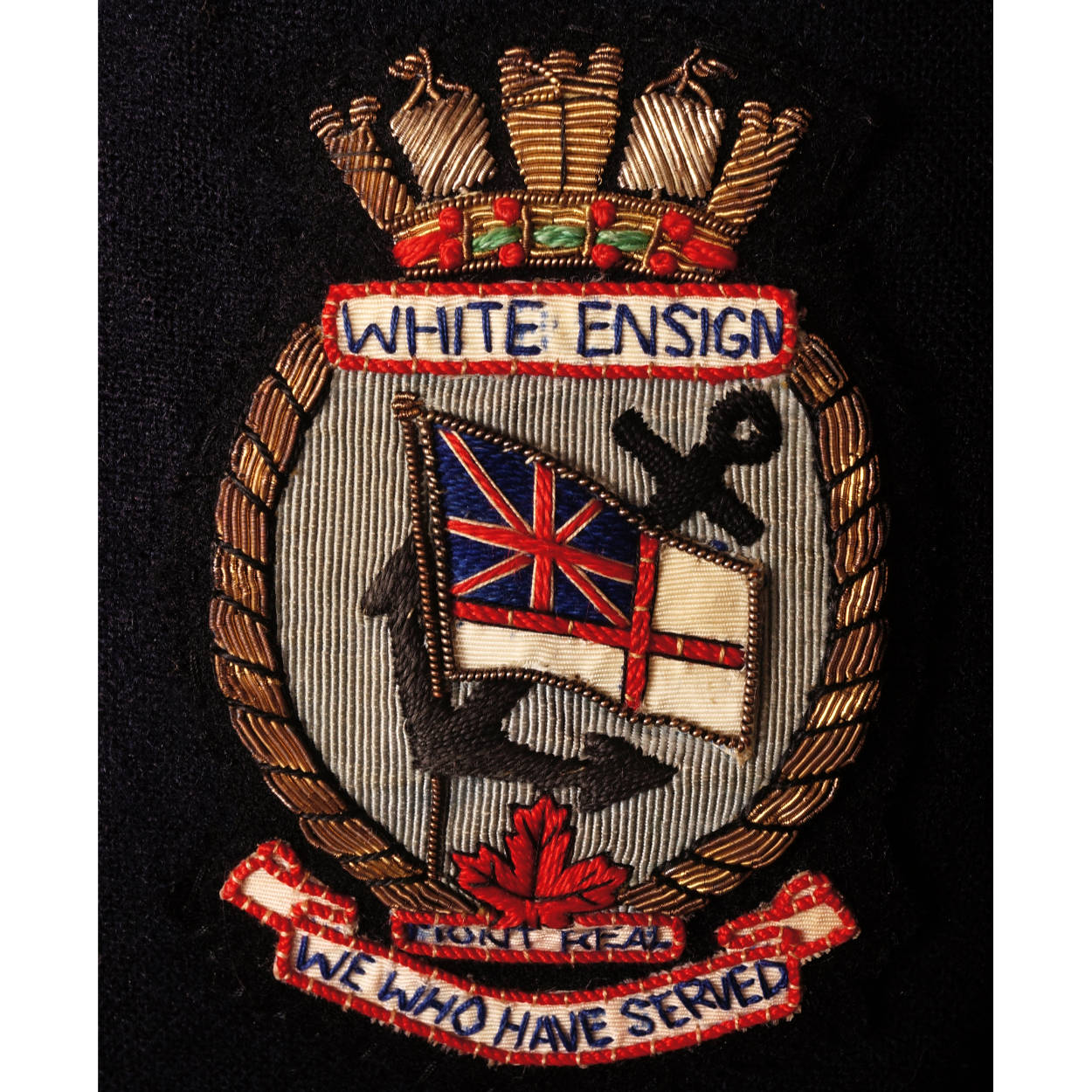 Vintage RCN 1940s White Ensign Club Crest Blue Blazer Canadian Naval Veteran - Poppy's Vintage Clothing