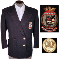 Vintage RCN 1940s White Ensign Club Crest Blue Blazer Canadian Naval Veteran - Poppy's Vintage Clothing