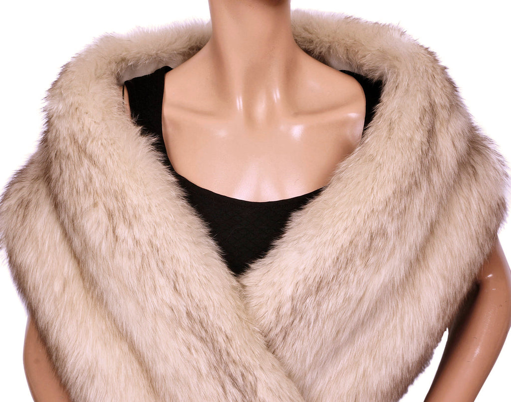 Vintage Norwegian Blue Fox Fur Stole Large Shoulder Wrap Holt Renfrew - Poppy's Vintage Clothing