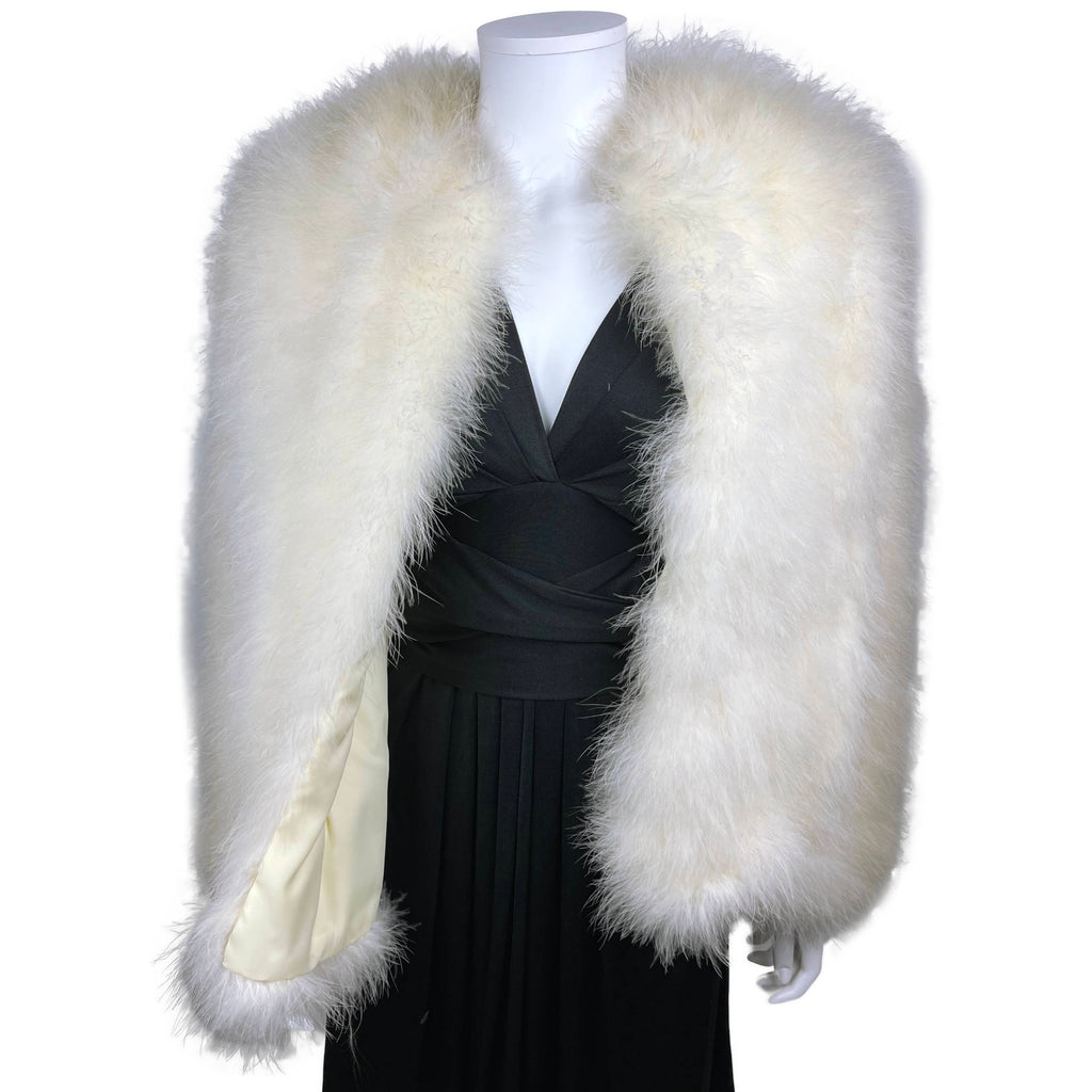 Vintage 1970s White Marabou Evening Jacket Ladies Size M