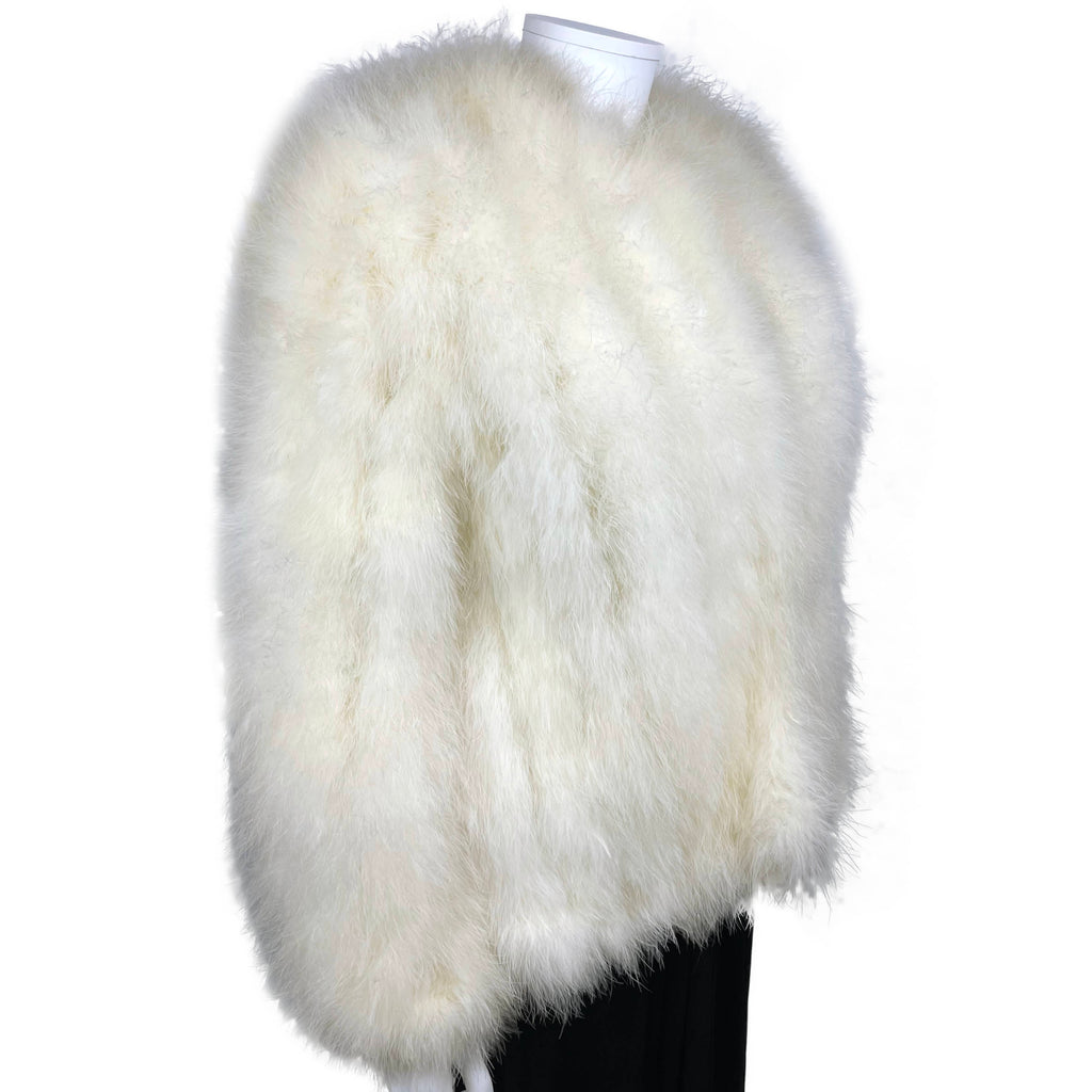 Vintage 1970s White Marabou Evening Jacket Ladies Size M