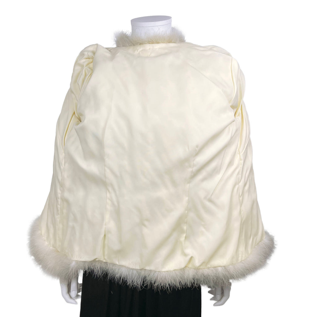 Vintage 1970s White Marabou Evening Jacket Ladies Size M