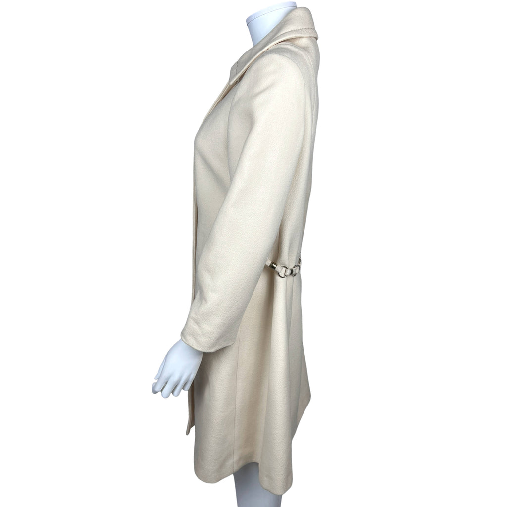Vintage 1960s Spring Coat Cream White Wool Jackie K Era S M