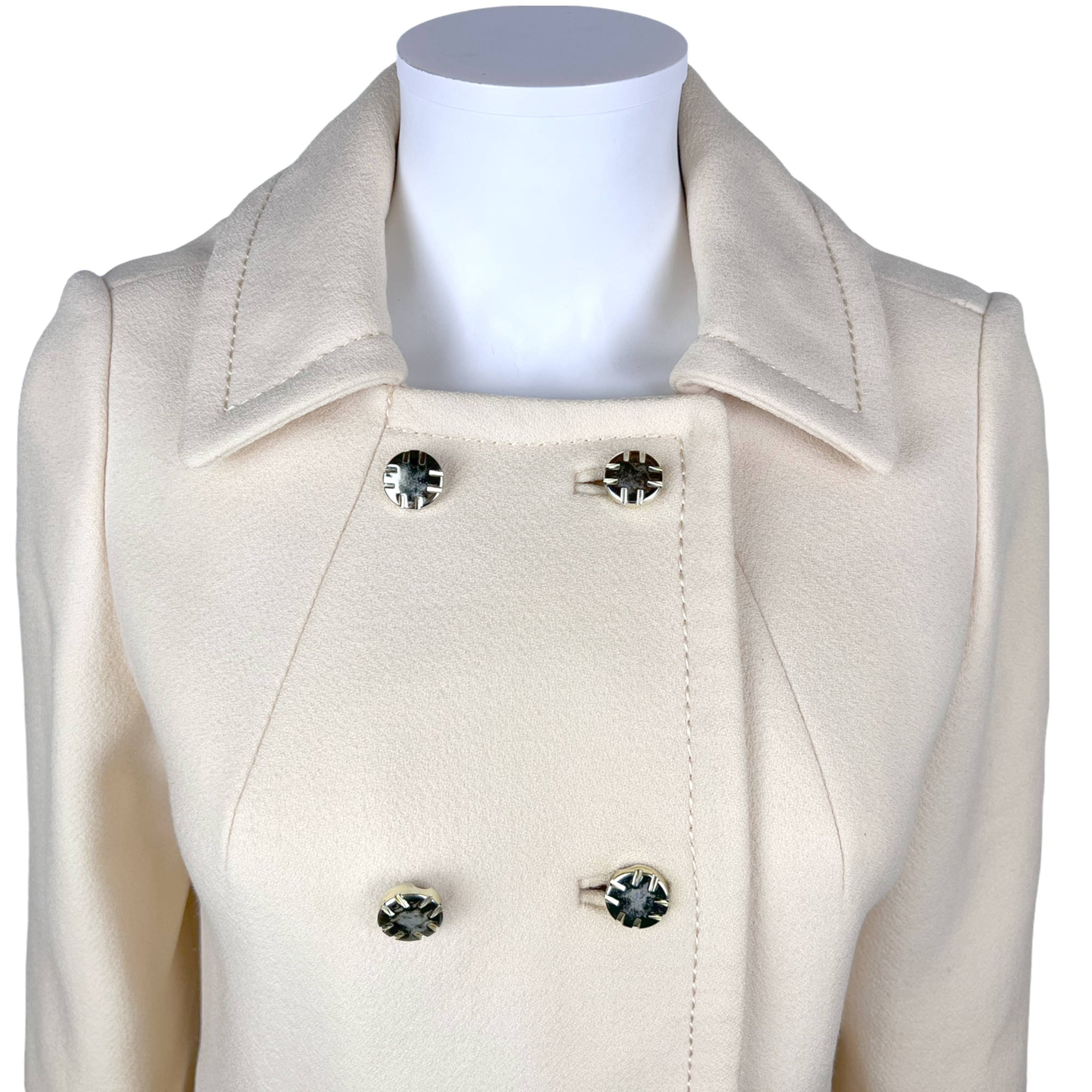 Vintage 1960s Spring Coat Cream White Wool Jackie K Era S M