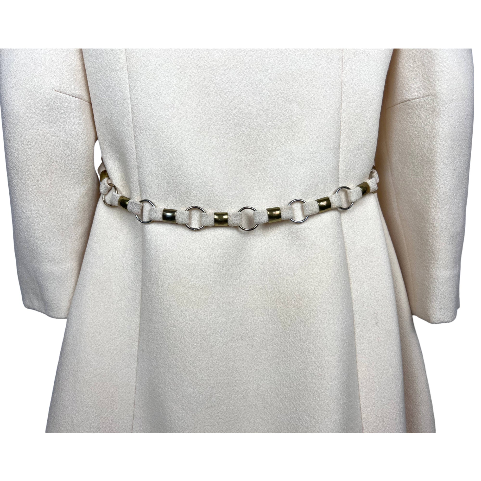 Vintage 1960s Spring Coat Cream White Wool Jackie K Era S M
