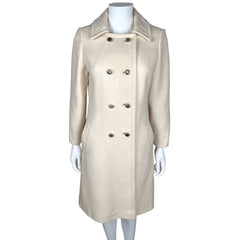 Vintage 1960s Spring Coat Cream White Wool Jackie K Era S M