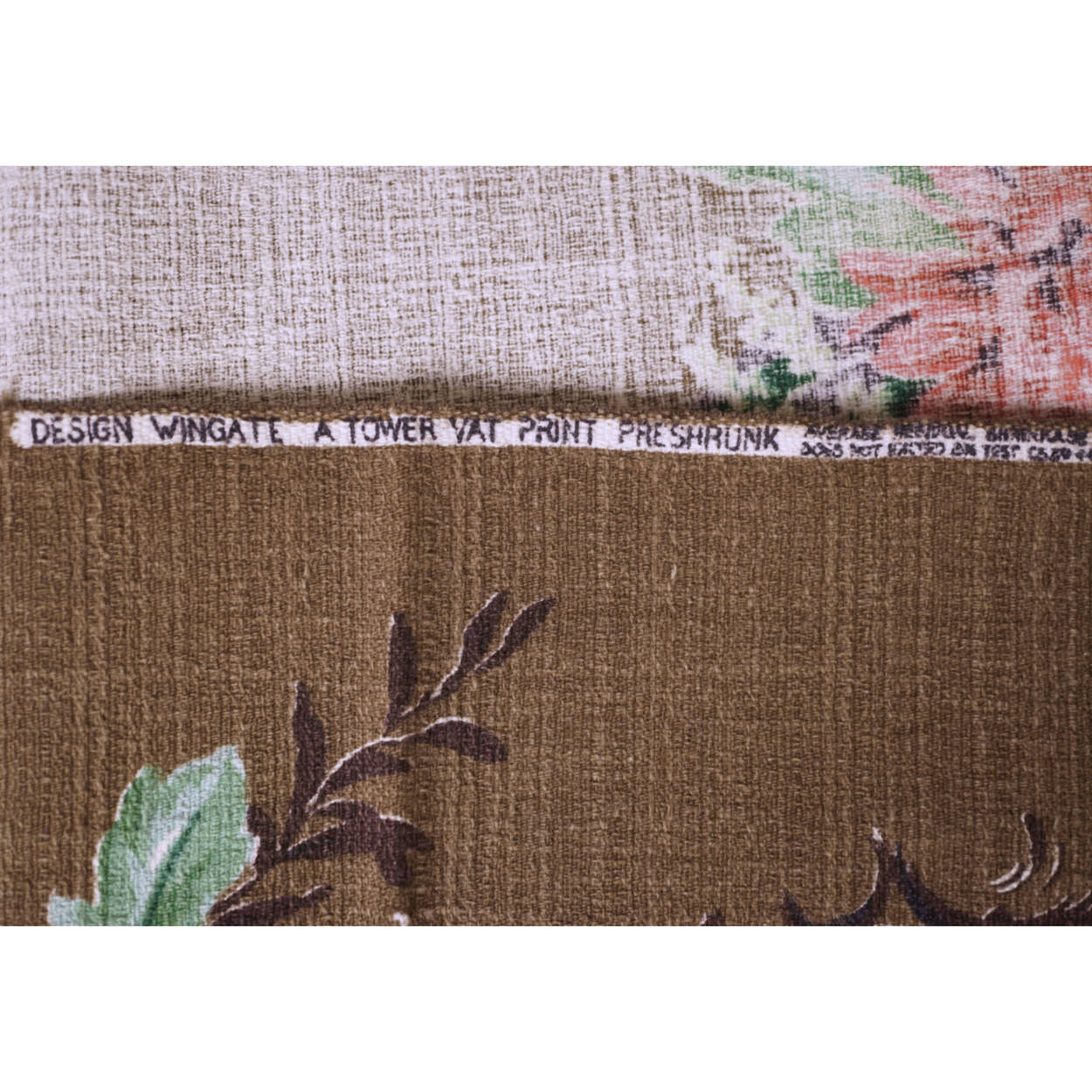 Vintage 1940s Barkcloth Fabric Floral Tower Vat Print Wingate Design 42 x 94 - Poppy's Vintage Clothing