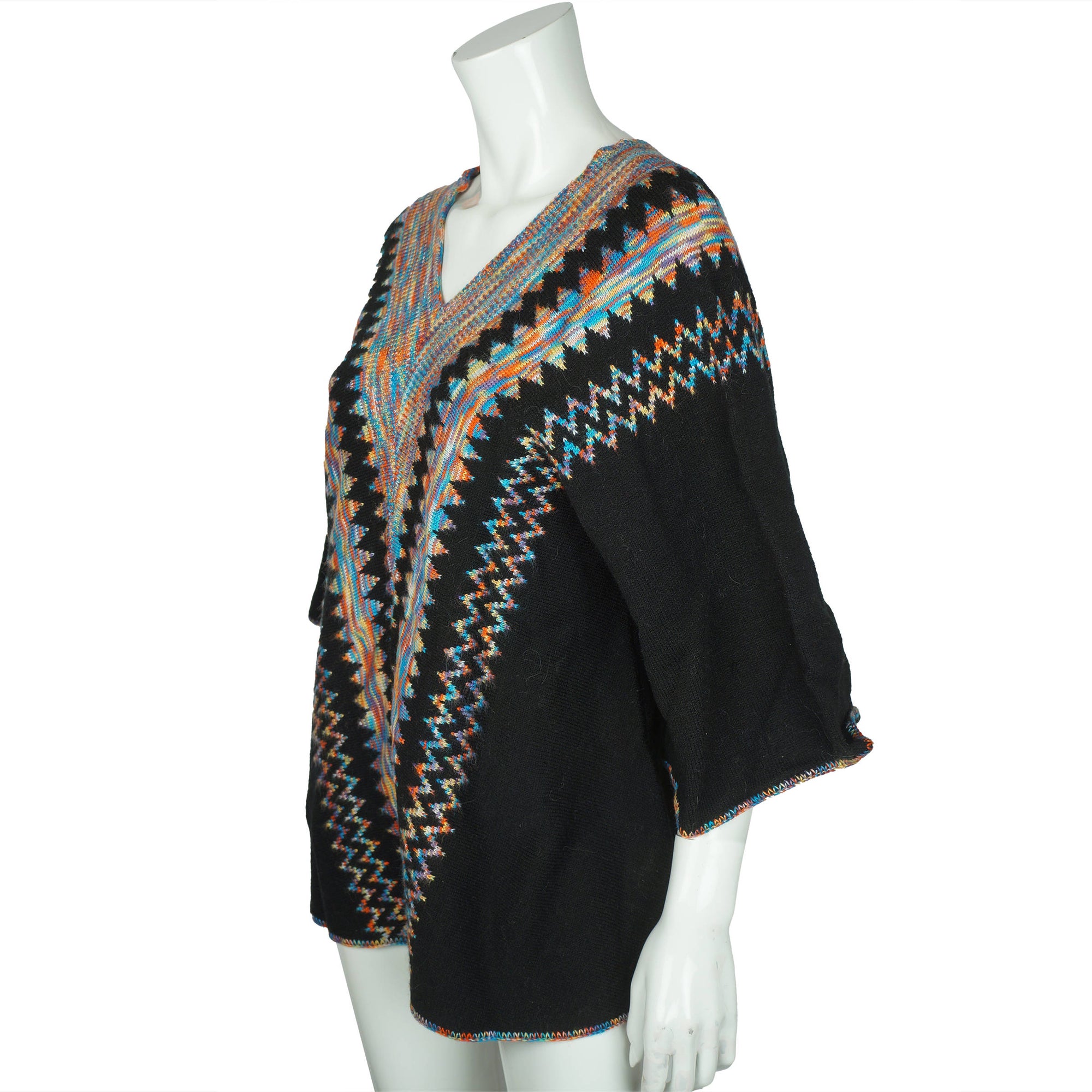 Vintage 70s Sweater Op Art Rainbow Acrylic Knit