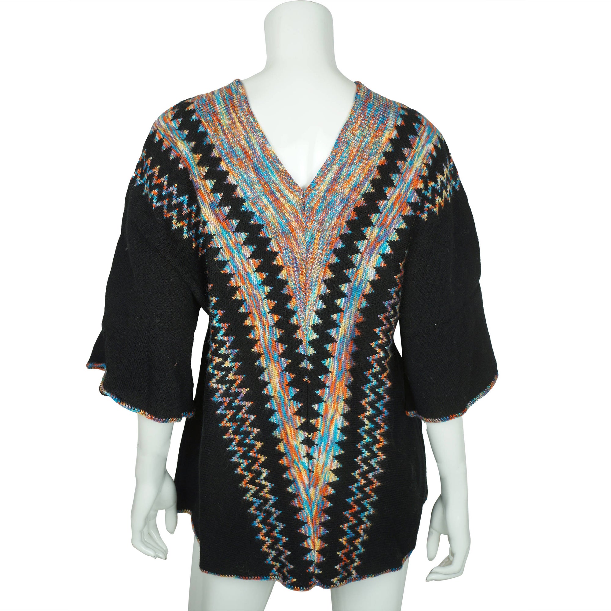 Vintage 70s Sweater Op Art Rainbow Acrylic Knit