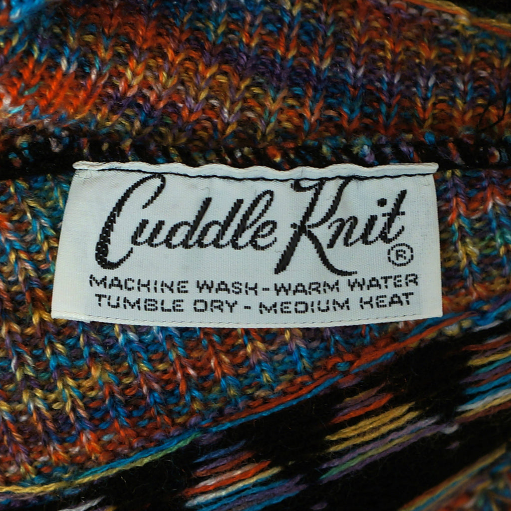 Vintage 70s Sweater Op Art Rainbow Acrylic Knit