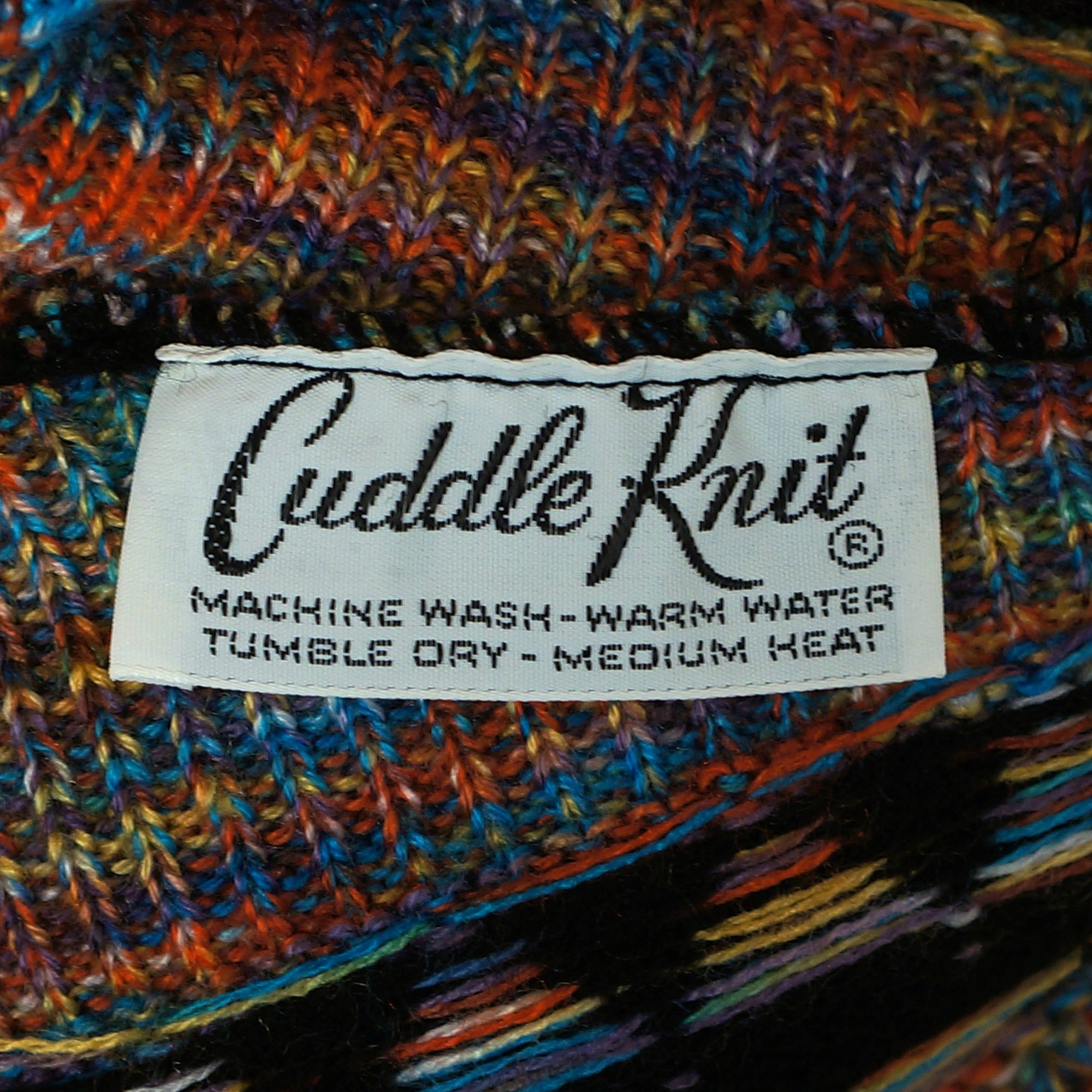 Vintage 70s Sweater Op Art Rainbow Acrylic Knit