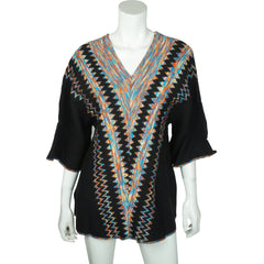 Vintage 70s Sweater Op Art Rainbow Acrylic Knit