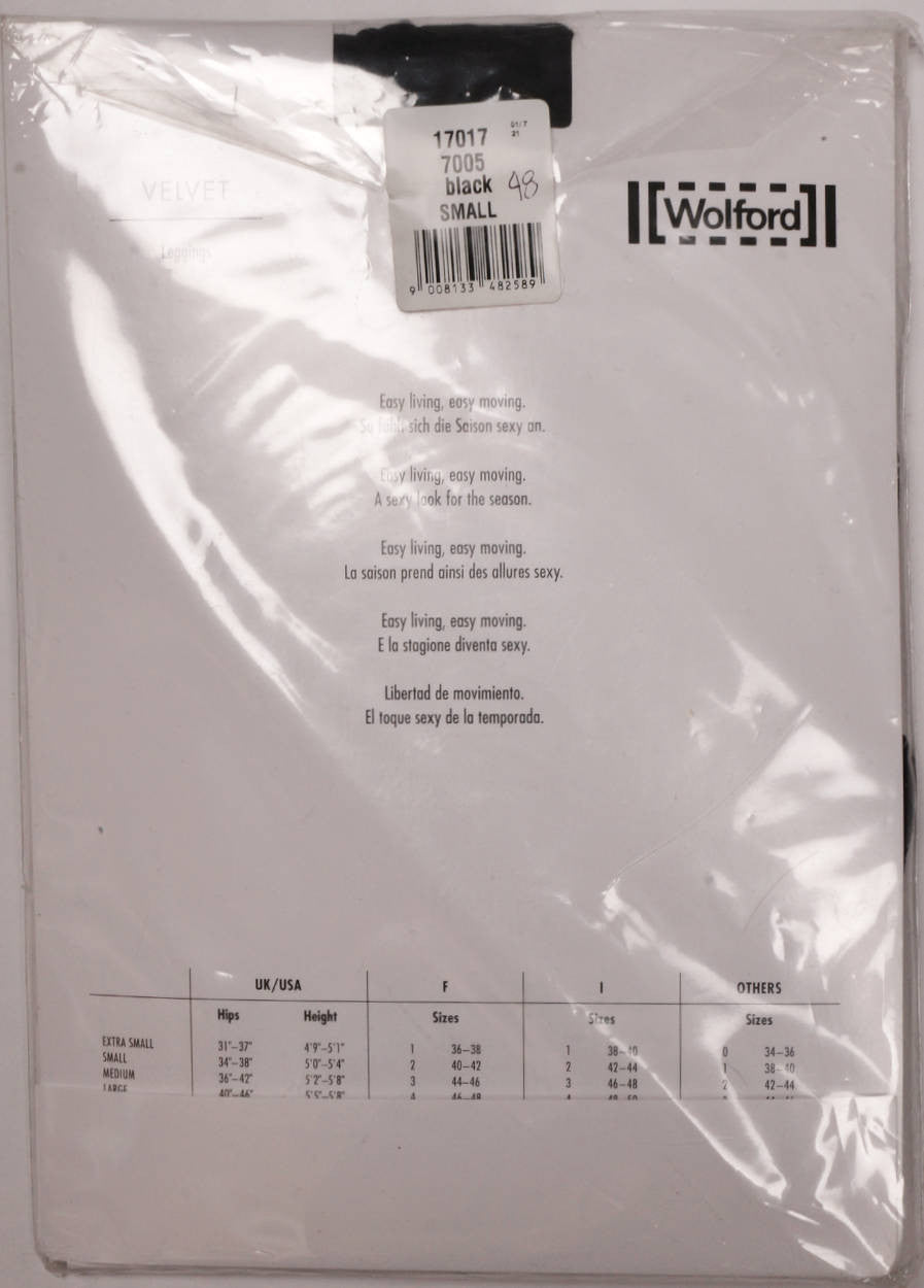 Wolford Black Velvet Nylon Leggings 66 Den 7005 17017 NIP Small - Poppy's Vintage Clothing