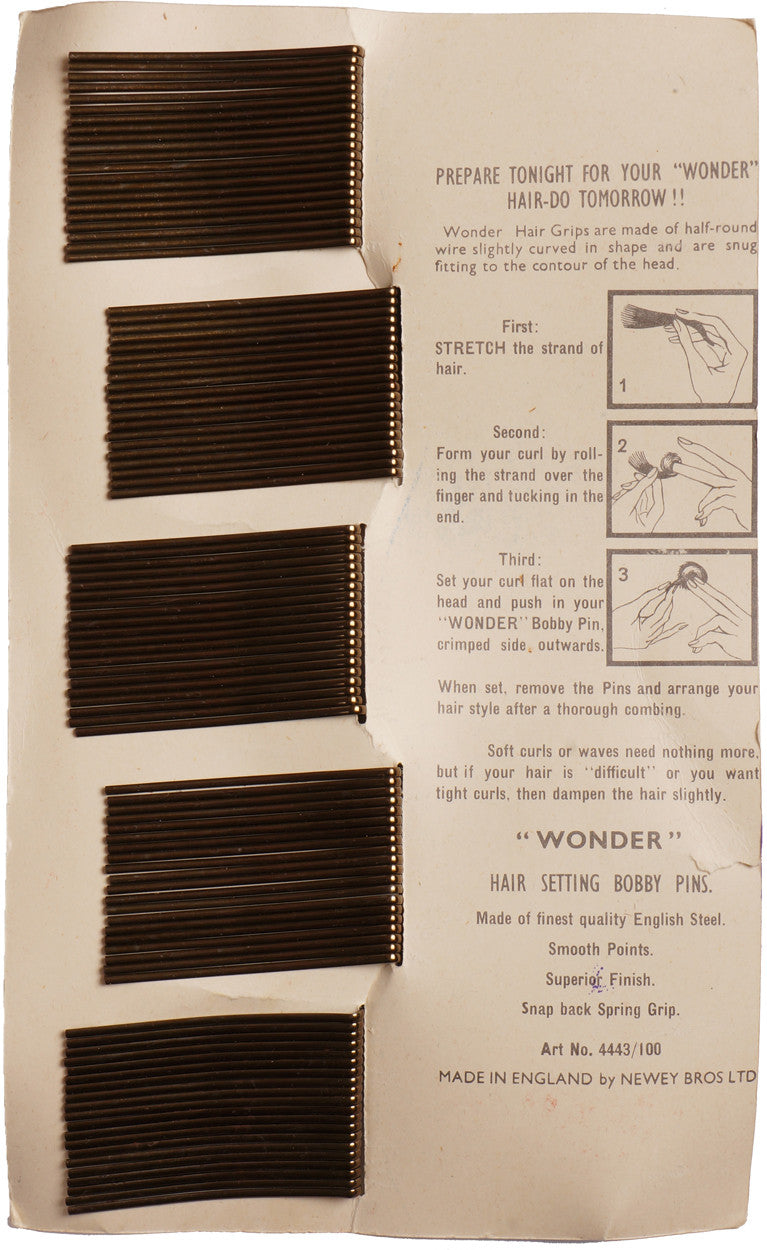 Vintage 50s Bobby Pins Wonder Brand by Newey Bros Birmingham England - Poppy's Vintage Clothing