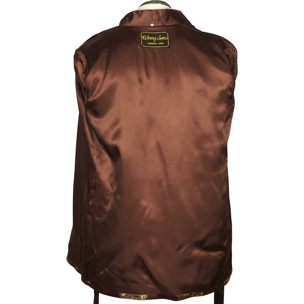 Vintage 1960s Brown Satin Smoking Jacket Wong Sons Shanghai China Size 40 - Poppy's Vintage Clothing