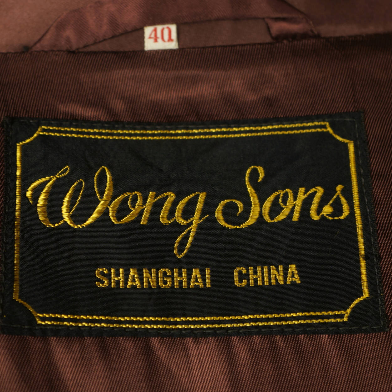 Vintage 1960s Brown Satin Smoking Jacket Wong Sons Shanghai China Size 40 - Poppy's Vintage Clothing