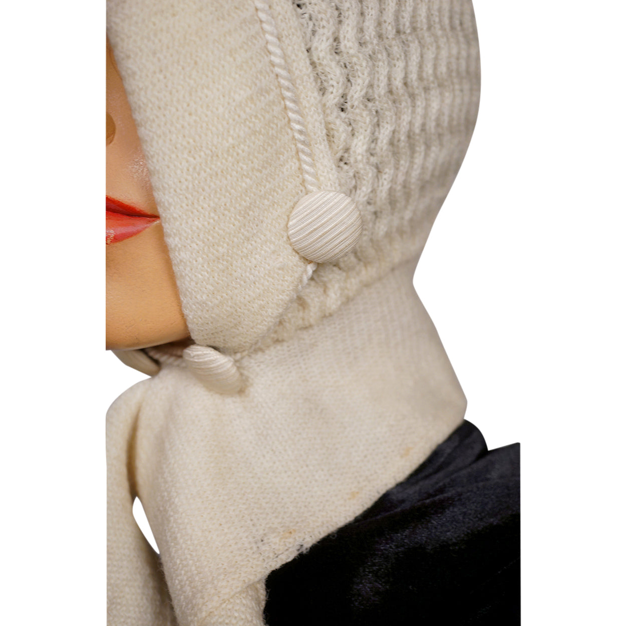 Antique Ladies Knitted Bonnet with Tie - ca 1910 - Poppy's Vintage Clothing