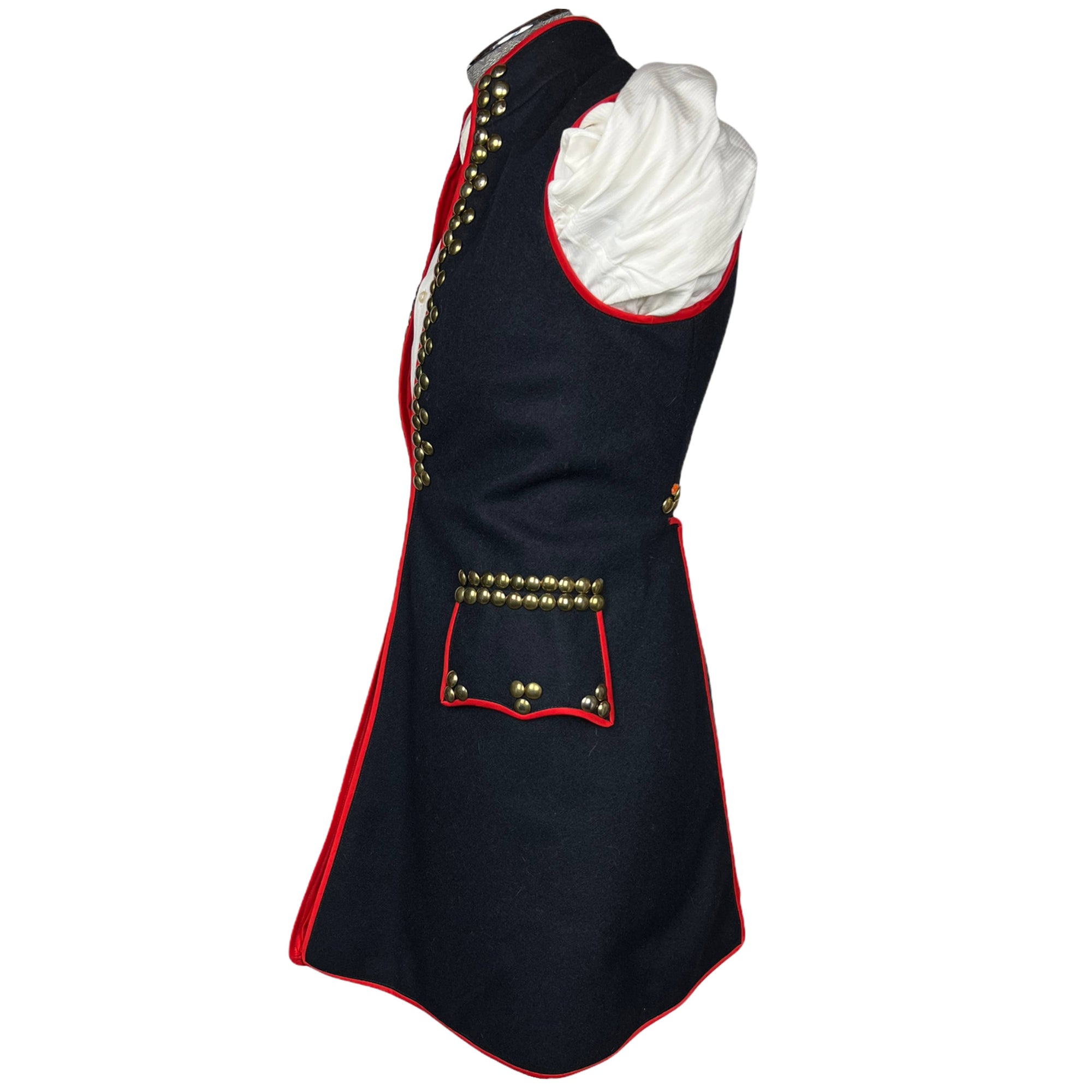 Vintage Uniform Long Wool Vest w Brass buttons Unisex Sz S M