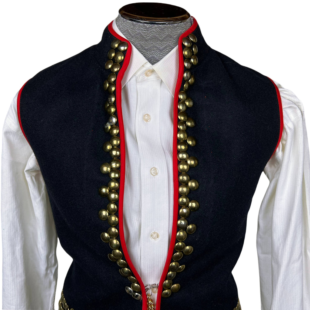 Vintage Uniform Long Wool Vest w Brass buttons Unisex Sz S M