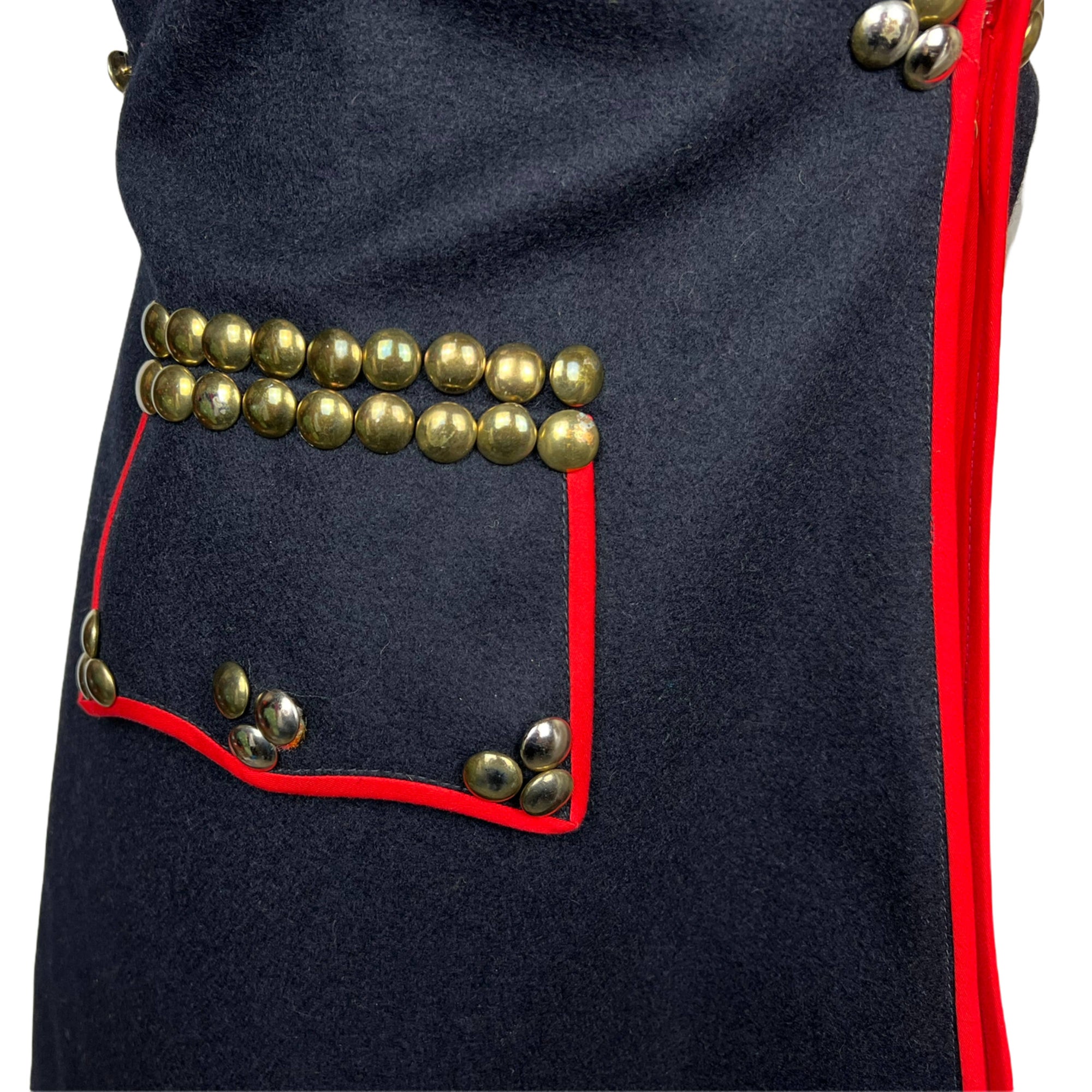 Vintage Uniform Long Wool Vest w Brass buttons Unisex Sz S M