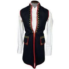 Vintage Uniform Long Wool Vest w Brass buttons Unisex Sz S M