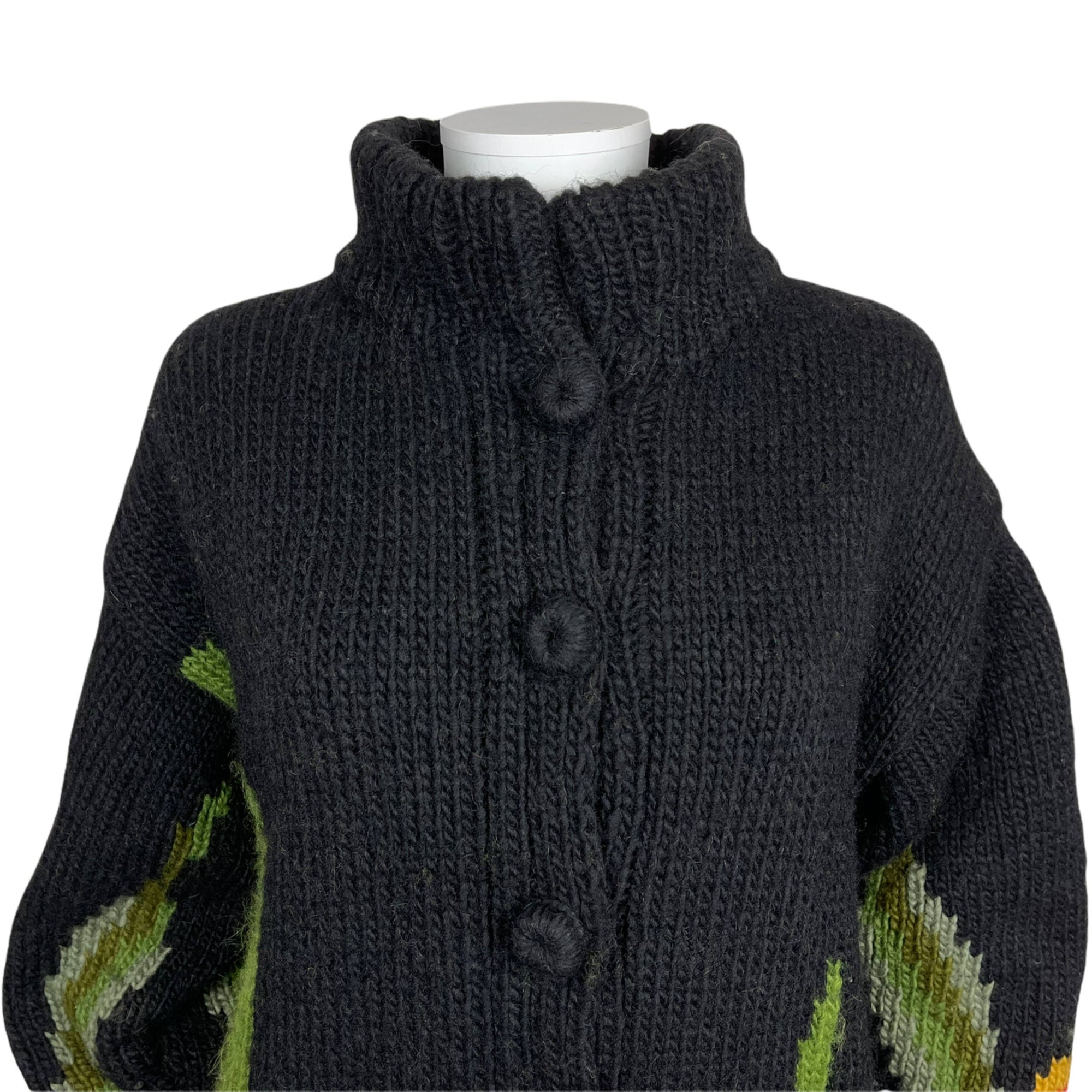 Vintage Coat Sweater Knit Intarsia Woodland Scene Size L