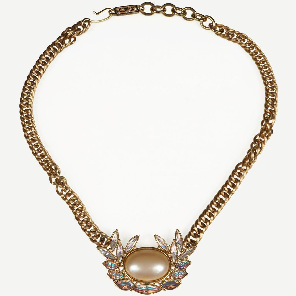 Vintage 1980s YSL Faux Pearl & Rhinestone Necklace - Poppy's Vintage Clothing