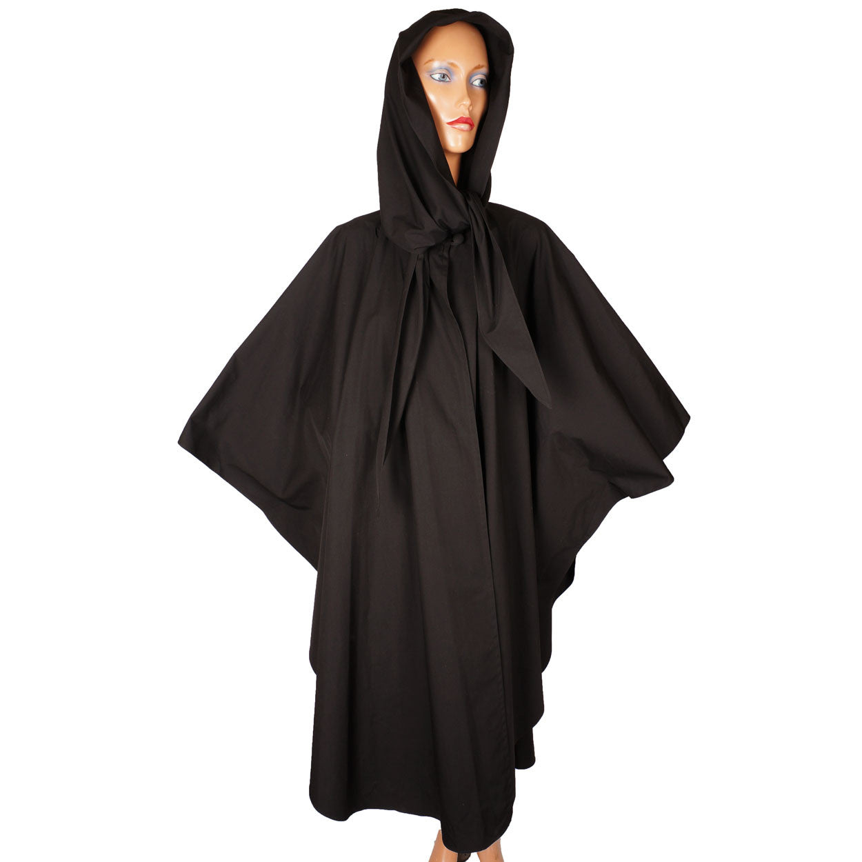 Yeohlee Black Cape Cloak with Hood - Poppy's Vintage Clothing