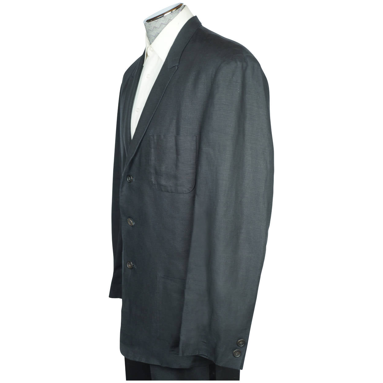 Vintage 1980s Yohji Yamamoto Mens Jacket Black Linen Size M Tall Made in France - Poppy's Vintage Clothing