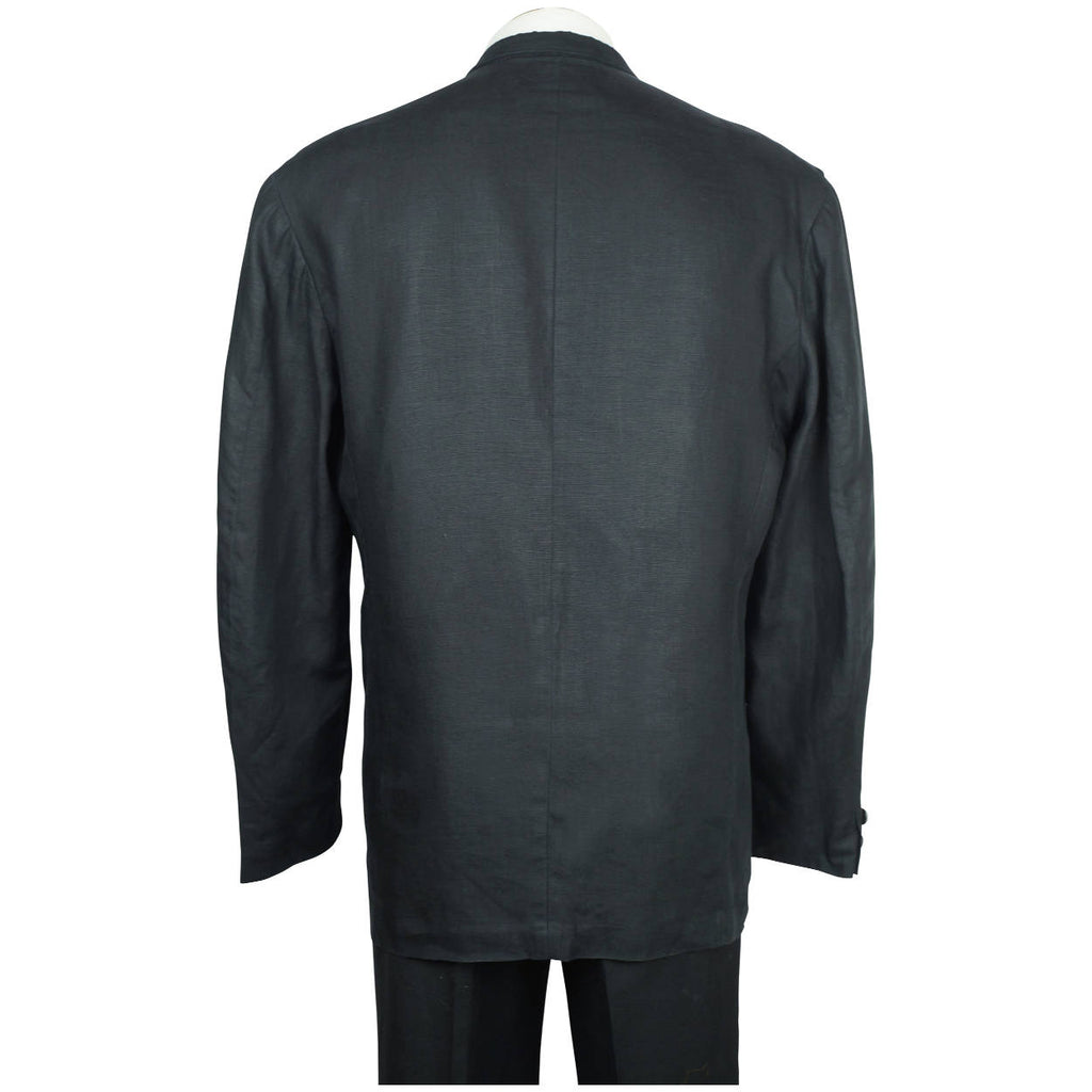 Vintage 1980s Yohji Yamamoto Mens Jacket Black Linen Size M Tall Made in France - Poppy's Vintage Clothing