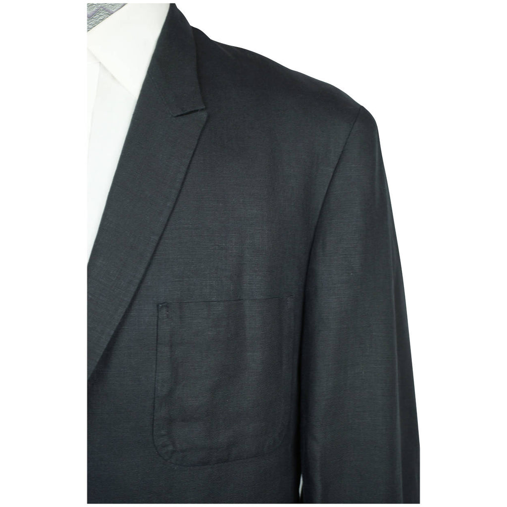 Vintage 1980s Yohji Yamamoto Mens Jacket Black Linen Size M Tall Made in France - Poppy's Vintage Clothing