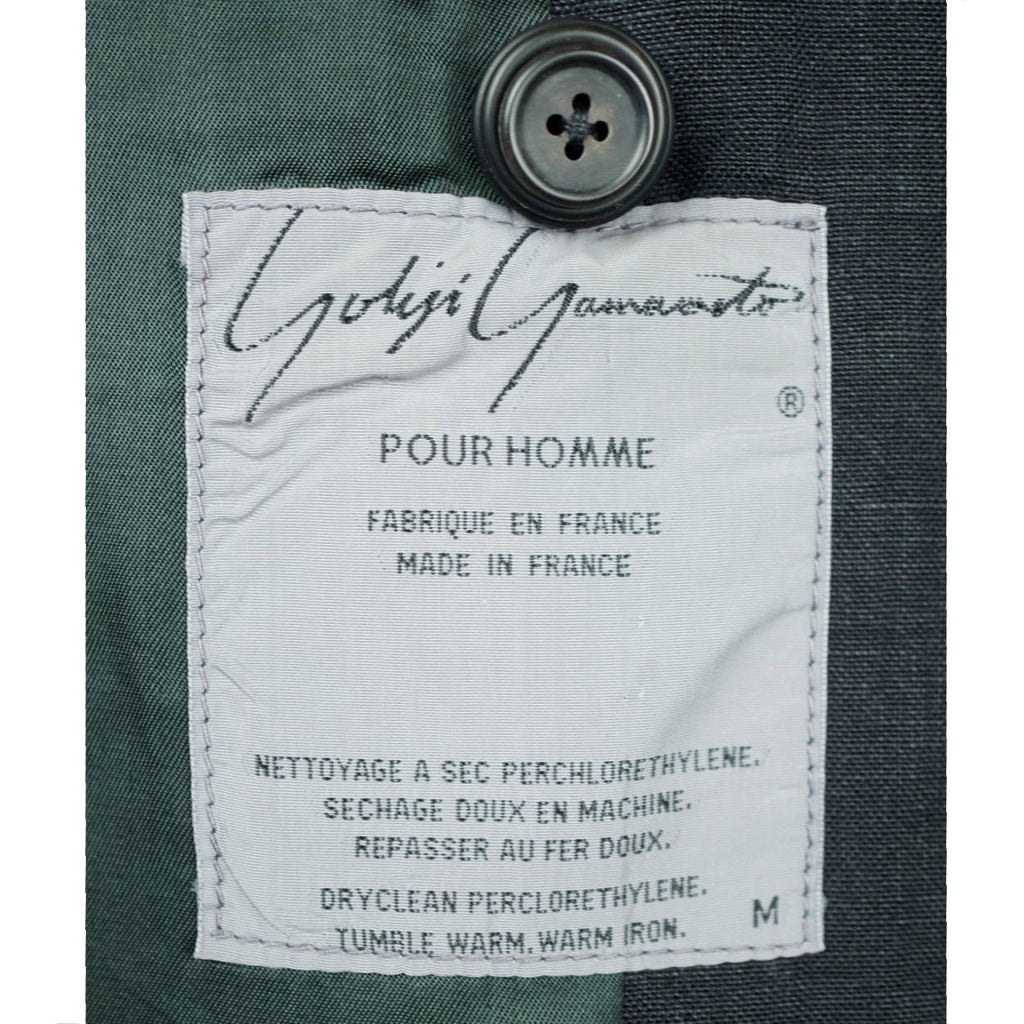Vintage 1980s Yohji Yamamoto Mens Jacket Black Linen Size M Tall Made in France - Poppy's Vintage Clothing