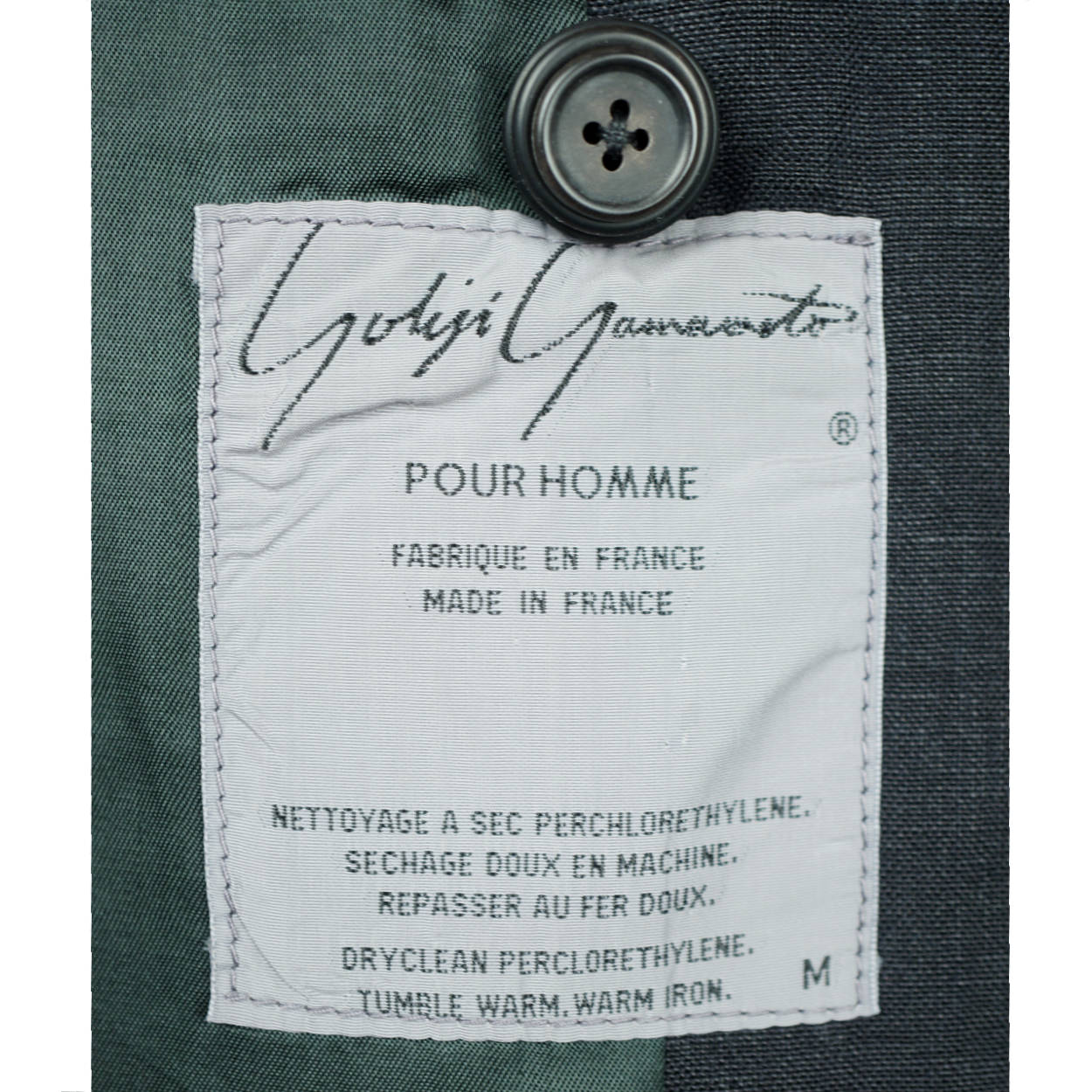 Vintage 1980s Yohji Yamamoto Mens Jacket Black Linen Size M Tall Made in France - Poppy's Vintage Clothing