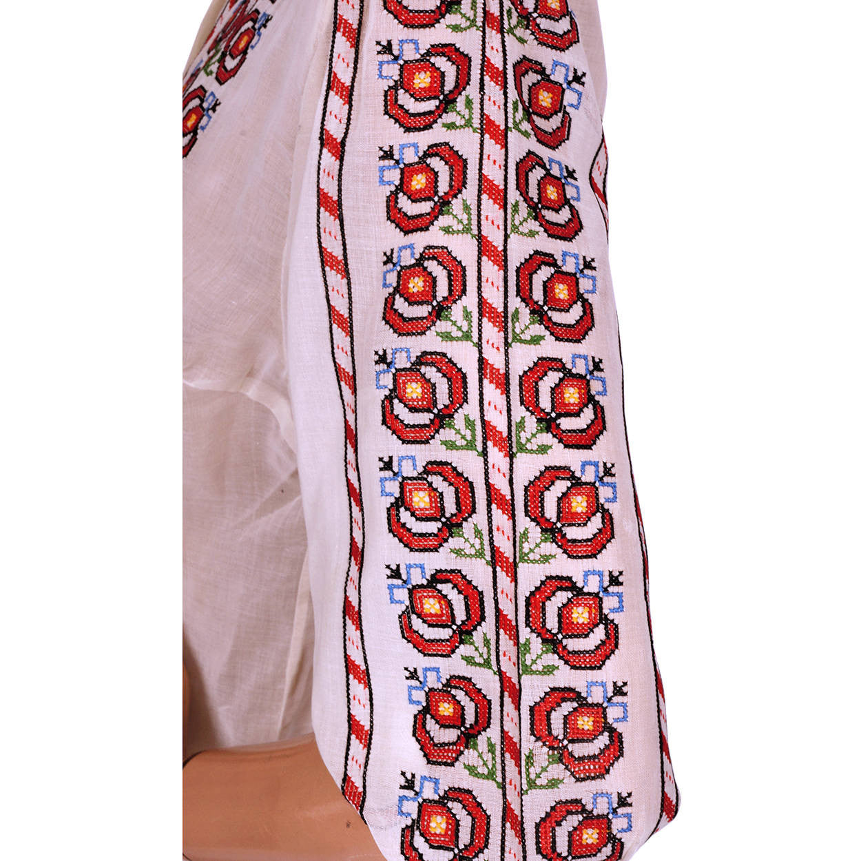 Vintage Yugoslavian Embroidered Blouse White Organdy Organza Hand Made Size M L - Poppy's Vintage Clothing