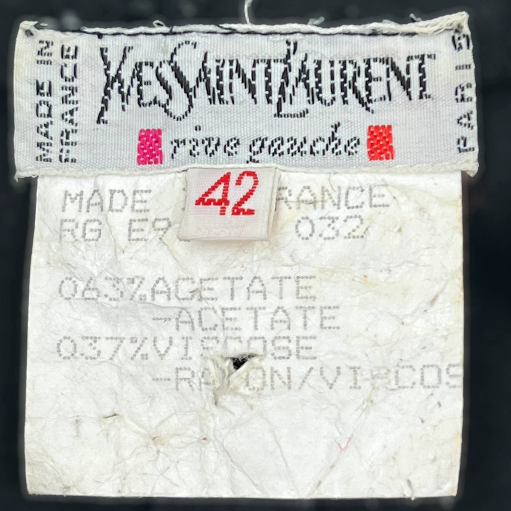 1990s Vintage Yves Saint Laurent Pants Black Satin Size 42