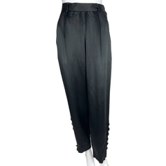 1990s Vintage Yves Saint Laurent Pants Black Satin Size 42