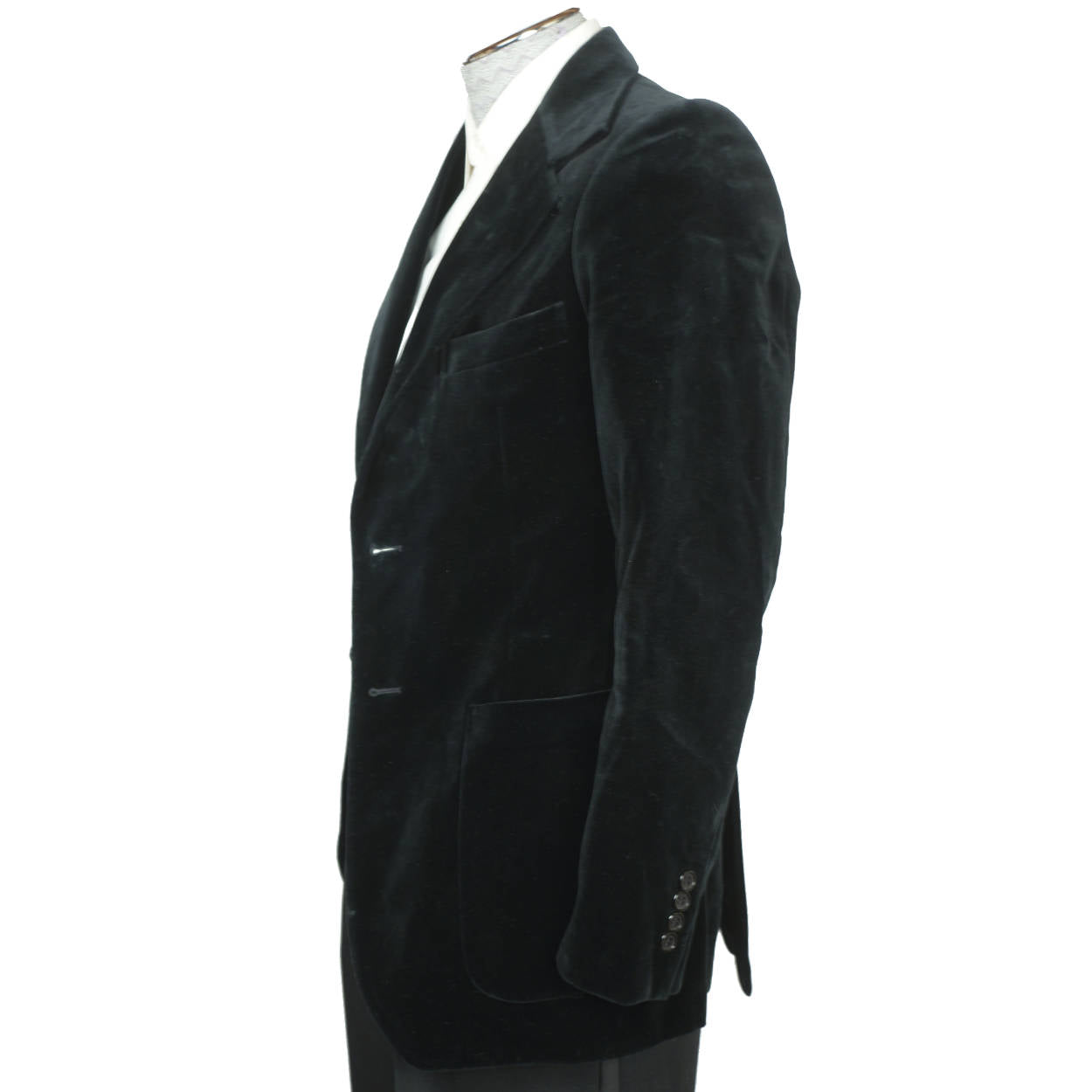 Vintage 1970s Yves Saint Laurent Black Velvet Mens Jacket Made in France Small - Poppy's Vintage Clothing