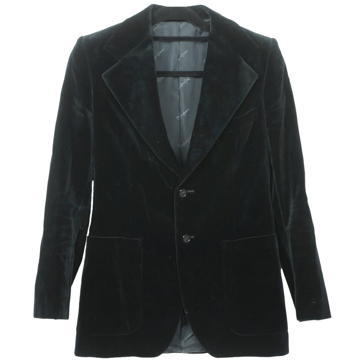 Vintage 1970s Yves Saint Laurent Black Velvet Mens Jacket Made in France Small - Poppy's Vintage Clothing