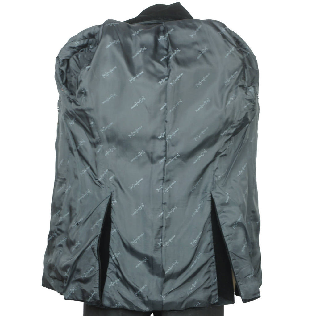 Vintage 1970s Yves Saint Laurent Black Velvet Mens Jacket Made in France Small - Poppy's Vintage Clothing