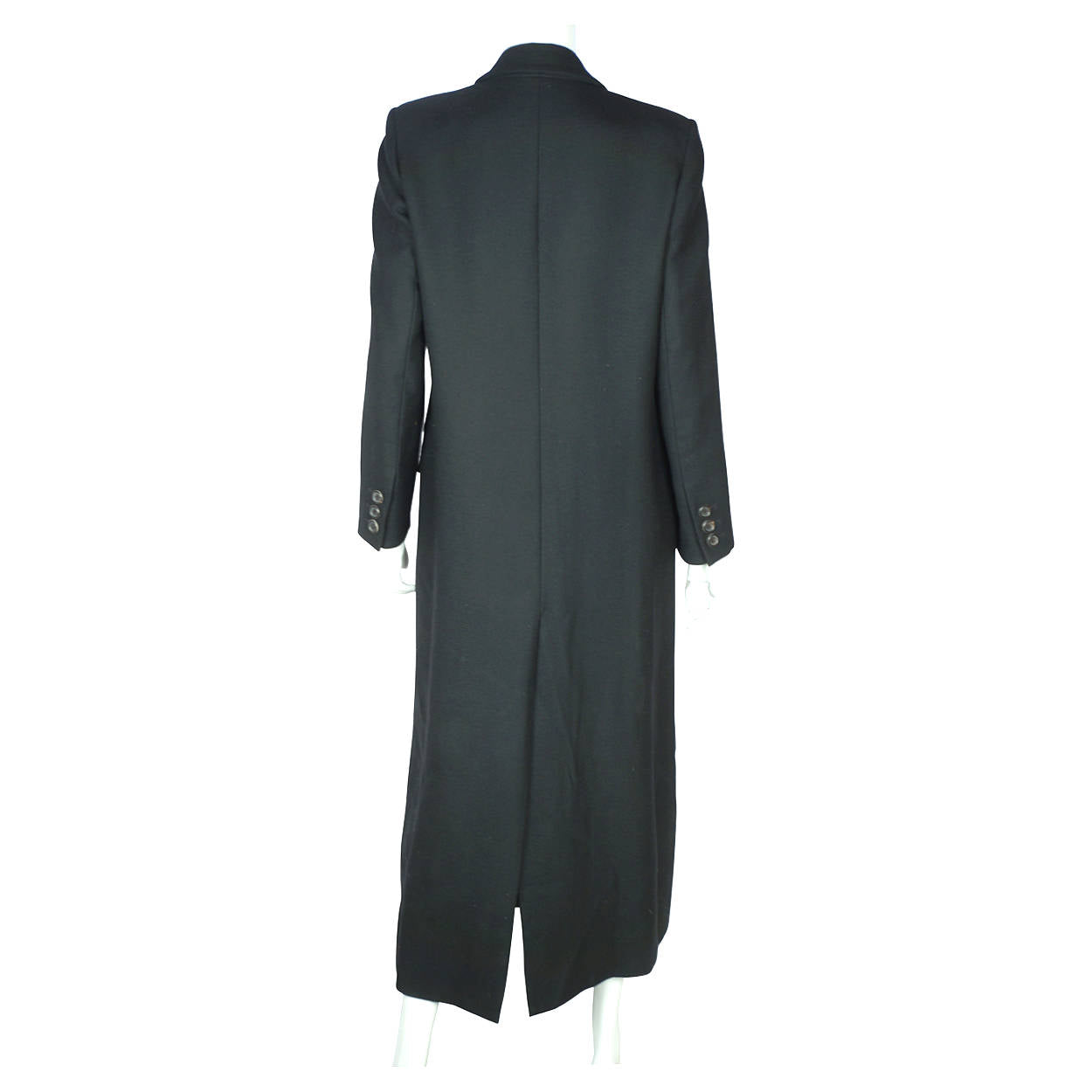 Vintage Yves Saint Laurent Black Wool Coat Made in France Ladies Size 40 - Poppy's Vintage Clothing
