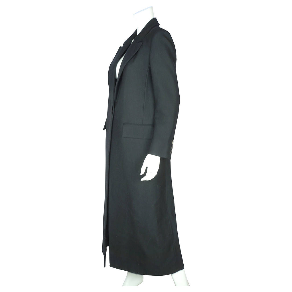 Vintage Yves Saint Laurent Black Wool Coat Made in France Ladies Size 40 - Poppy's Vintage Clothing