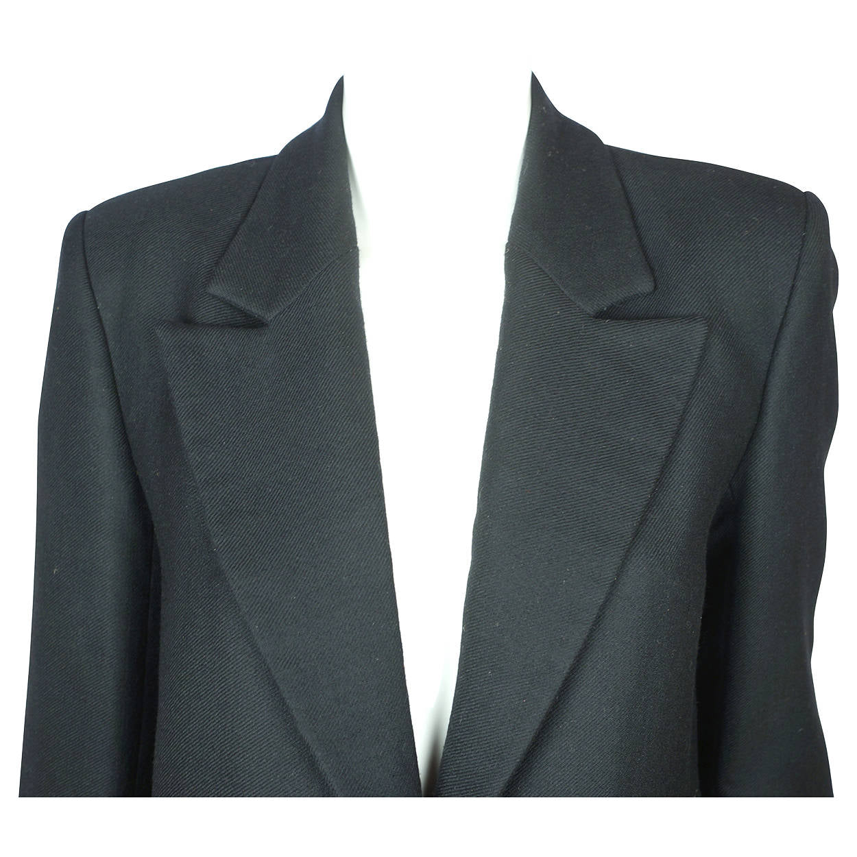 Vintage Yves Saint Laurent Black Wool Coat Made in France Ladies Size 40 - Poppy's Vintage Clothing