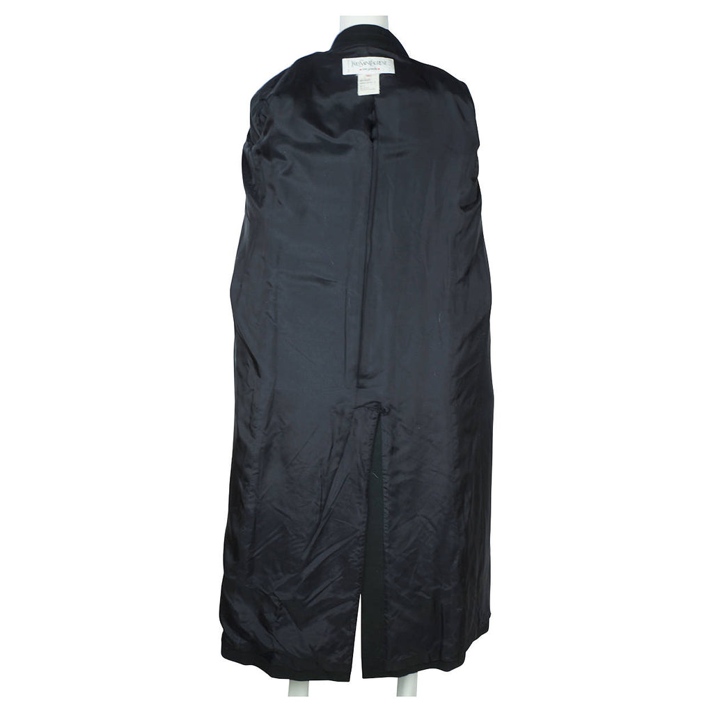 Vintage Yves Saint Laurent Black Wool Coat Made in France Ladies Size 40 - Poppy's Vintage Clothing